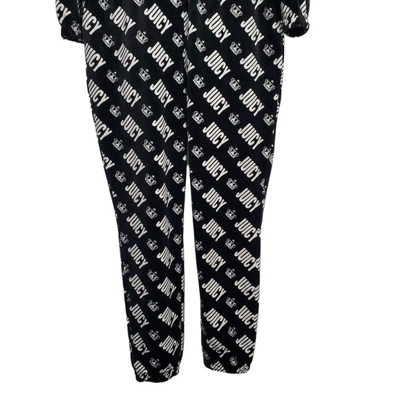 Juicy Couture Size L Jumpsuit Hoodie Velour Jogger Zip Up Pockets Logo Print Y2K - Picture 8 of 15